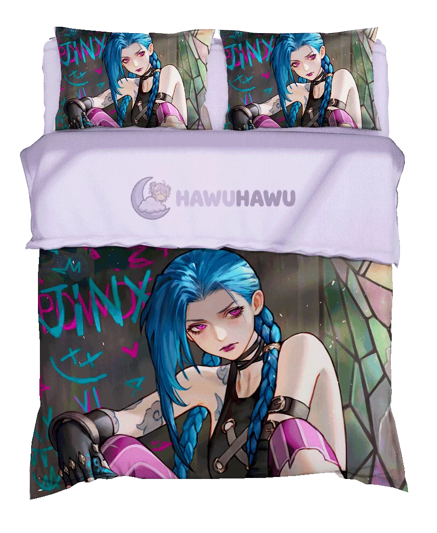 Jinx League of Legends Set de Literie 4 Pièces Impression HD - HaWuHaWu
