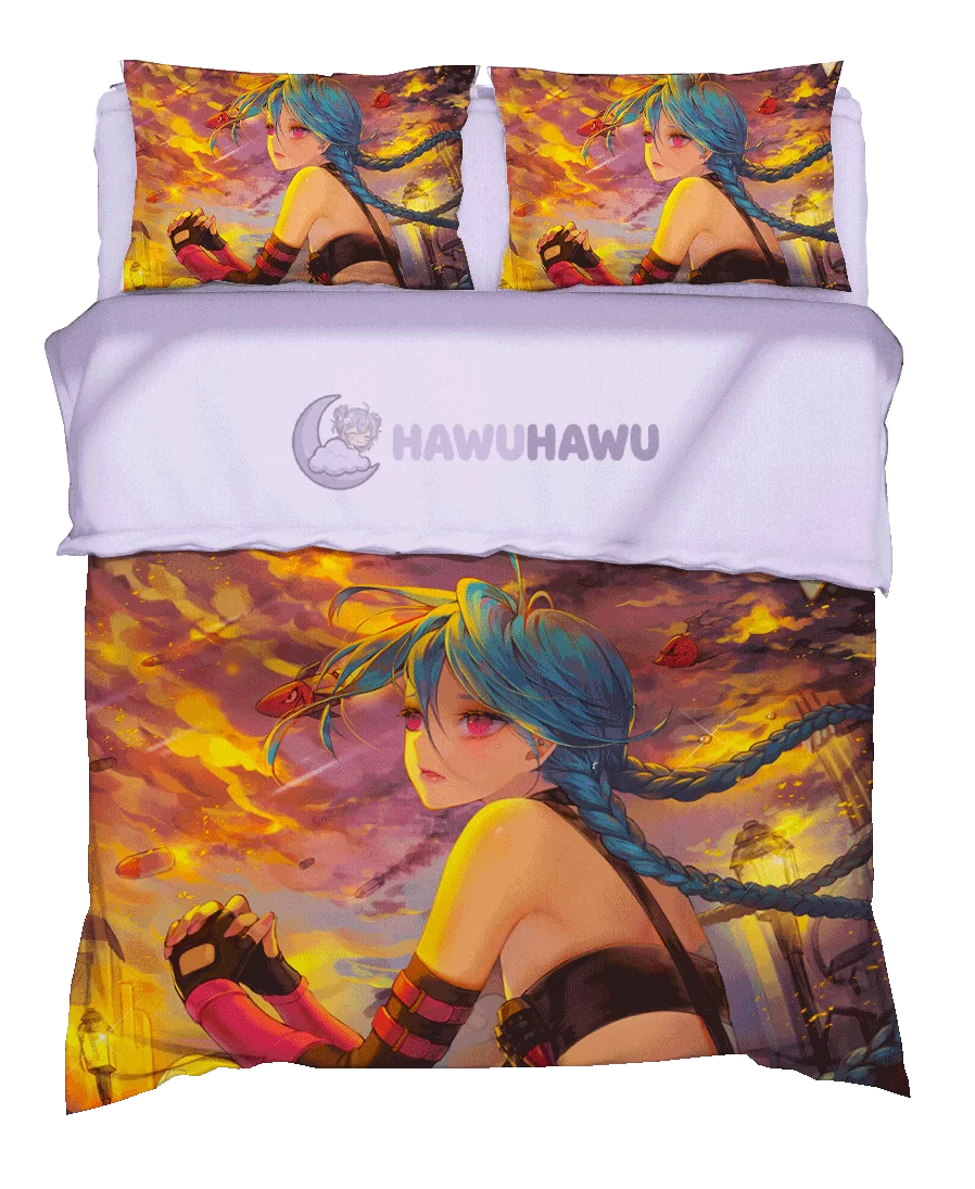 Jinx League of Legends Set de Literie 4 Pièces Impression HD - HaWuHaWu
