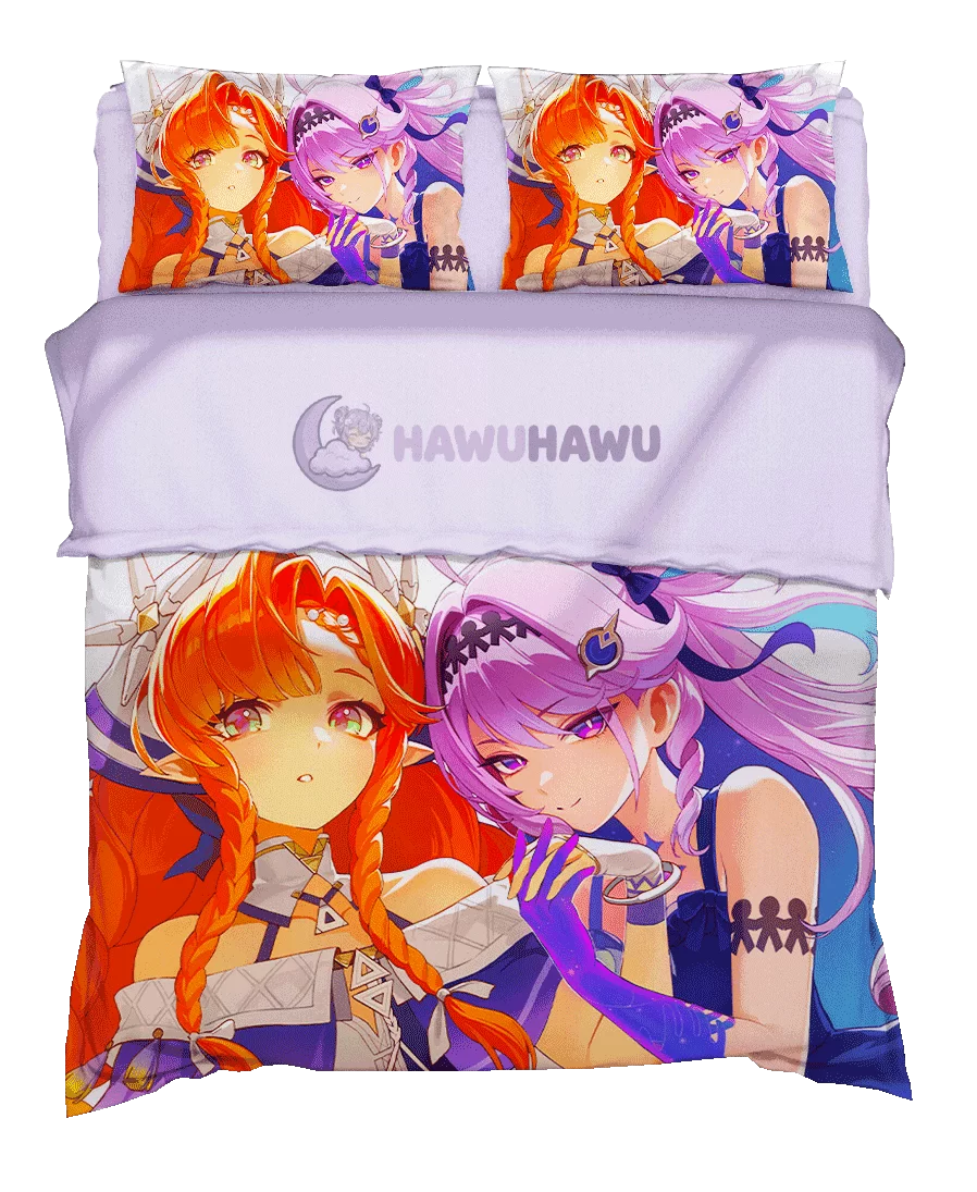 Sigrika&Denia Wuthering Waves Set de Literie 4 Pièces Impression HD - HaWuHaWu