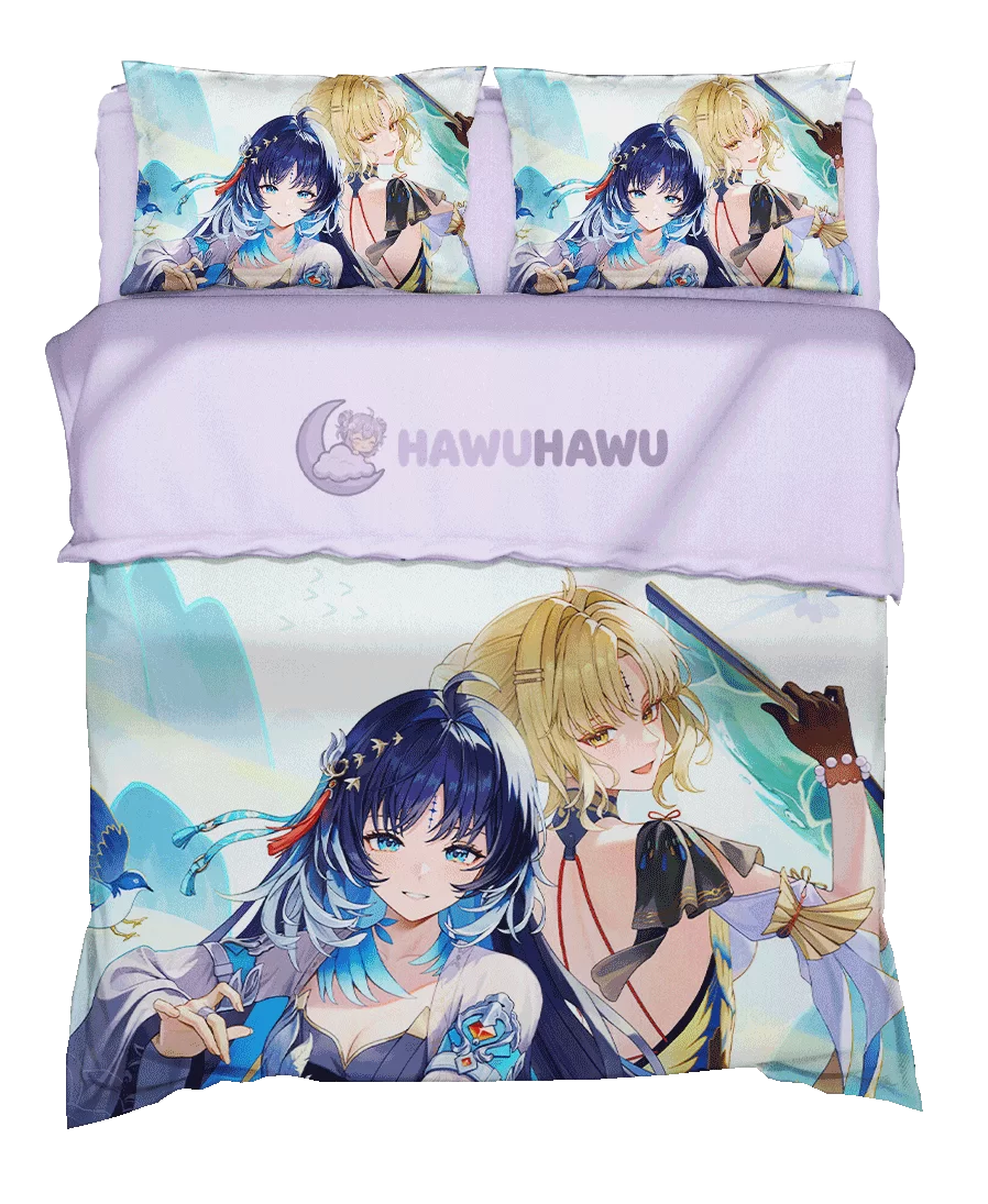Yangyang&Suisui Wuthering Waves Set de Literie 4 Pièces Impression HD - HaWuHaWu