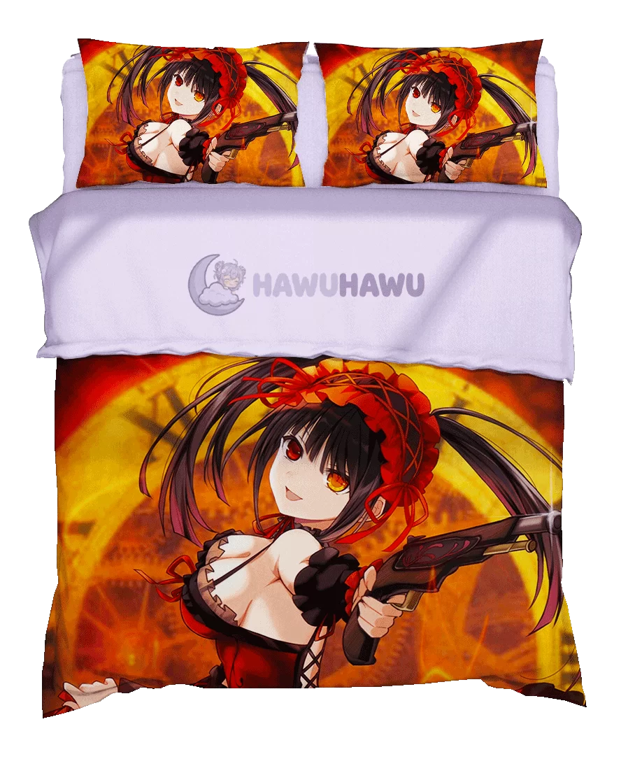 Kurumi Tokisaki Date A Live Set de Literie 4 Pièces Impression HD - HaWuHaWu