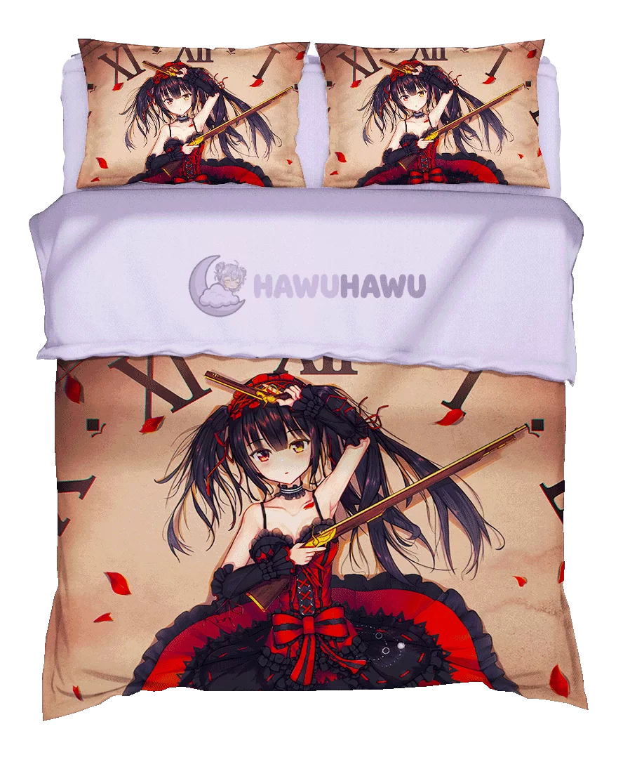 Kurumi Tokisaki Date A Live Set de Literie 4 Pièces Impression HD - HaWuHaWu