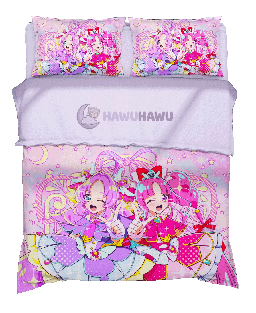 Cure Answer&Cure Mystique Star Detective Precure! Set de Literie 4 Pièces Impression HD - HaWuHaWu