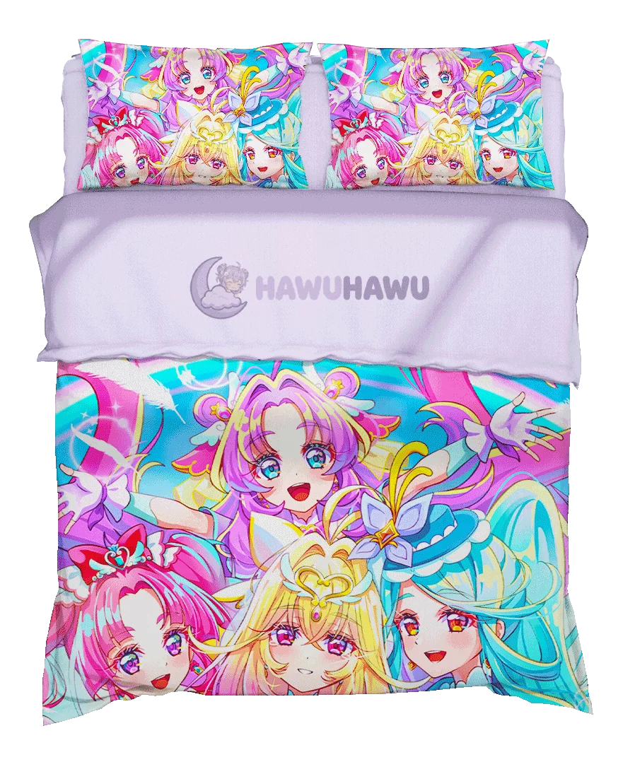 Cure Answer&Cure Mystique&Cure Eclair Star Detective Precure! Set de Literie 4 Pièces Impression HD - HaWuHaWu
